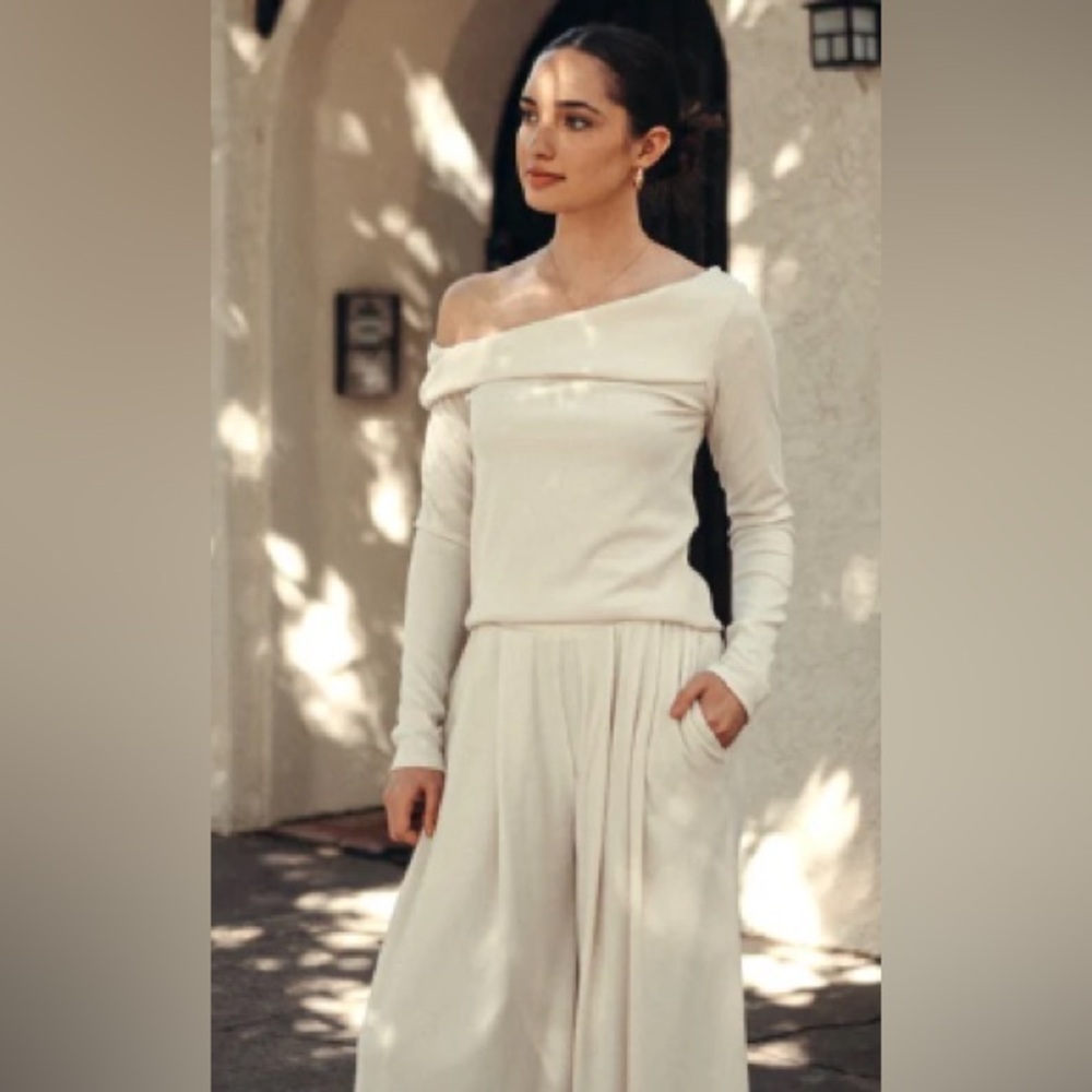 Elegant Cream Off-Shoulder Top